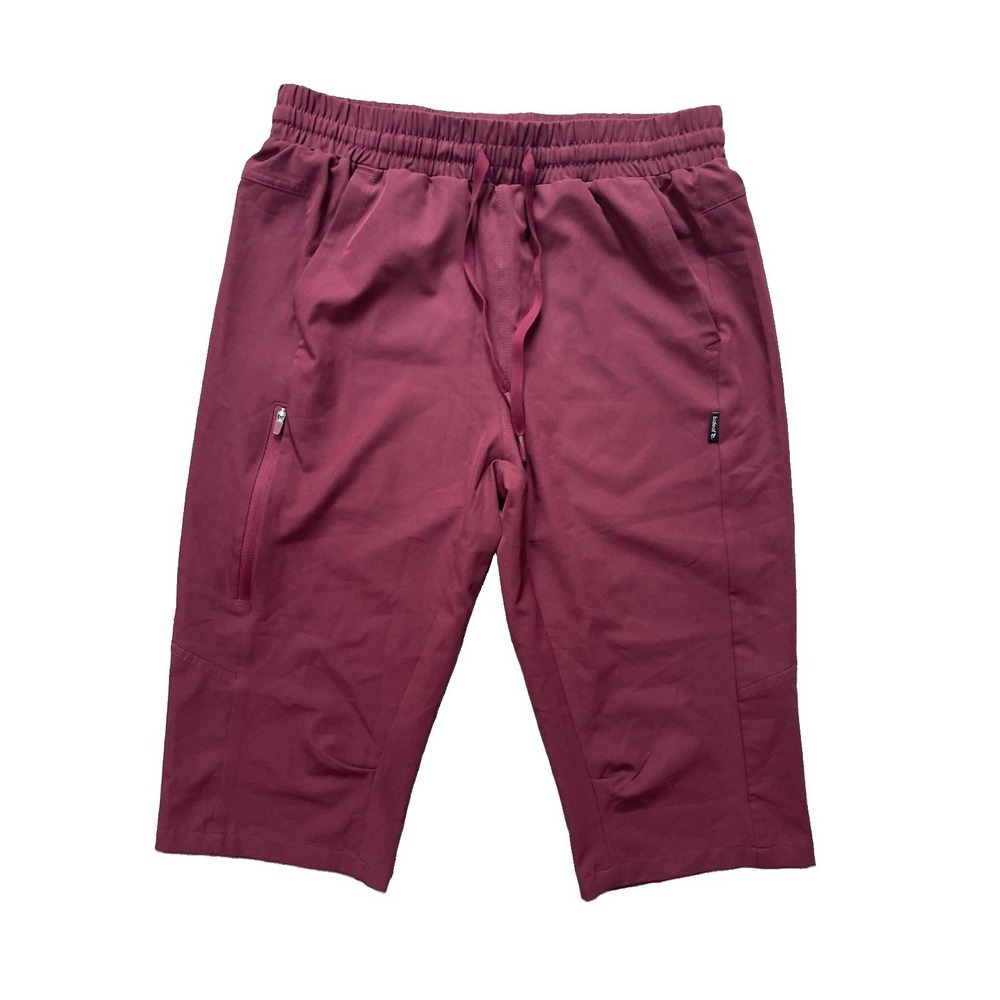 Baleaf Women's Athletic Capri Pants Medium Burgundy Stretch Workout Pockets